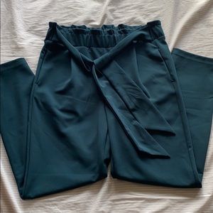Teal windsor paper bag pants
